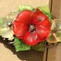 Bronze bracelet with three flowers and leaves in lucite: "Flora"