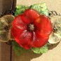 Bronze bracelet with three flowers and leaves in lucite: "Flora"