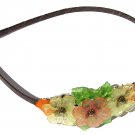 Headband composed of three flowers and lucite leaves: "Gardenia" Mod 03