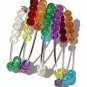 Memory shape bracelet with 4 rows of multicolored cracked glass beads: "Fantasia"