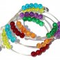 Memory shape bracelet with 4 rows of multicolored cracked glass beads: "Fantasia"
