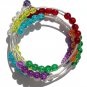 Memory shape bracelet with 4 rows of multicolored cracked glass beads: "Fantasia"