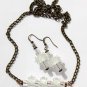 Bronze set with necklace and matching earrings adorned with frosted beads in relief: "Snowflakes"