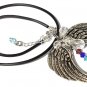 Angel wings pendant forming a heart and adorned with crystal beads: "Vitality"