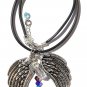 Angel wings pendant forming a heart and adorned with crystal beads: "Vitality"