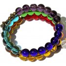 Memory shape bracelet with 3 rows of glass beads in seven different colors: "Vitalia"