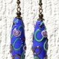 Multicolored earrings with floral embossed motifs : "Alambra" - Blue