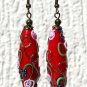 Multicolored earrings with floral embossed motifs : "Alambra" - Red