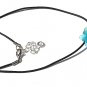 Pendant with a glass drop adorned with a small flower and leaves: "Fleurette" - Blue