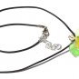Pendant with a glass drop adorned with a small flower and leaves: "Fleurette" - Yellow