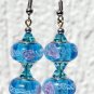 Silvered earrings with two turquoise blue glass beads:"Sweet twins"-Turquoise