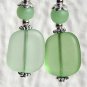 Silvered and frosted water glass earrings: "Les petits bonbons &Atilde;&nbsp; la menthe"