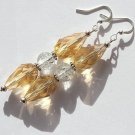 Silvered yellow glass drop earrings with "cracked" pearl:"The eye-catcher earrings"-Yellow