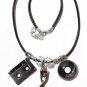 Necklace with silvered charms relating to the music of the 60s and 70s: "Oldies"