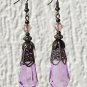 Bronze earrings with purple crystal tassels and bicones: "Raindrops from Heaven"-Mod Purple