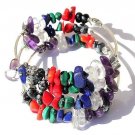 Three-row memory shape bracelet in stones of various gems: "La farandole des couleurs"
