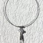 Silvered choker necklace composed of a long tassel and crystal pearls: "Stalactite"