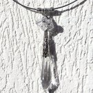 Silvered choker necklace composed of a long tassel and crystal pearls: "Stalactite"