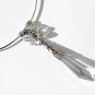 Silvered choker necklace composed of a long tassel and crystal pearls: "Stalactite"