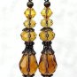 Bronze earrings, drops and glass beads and crystal in shades of yellow: "Under the sun exactly"
