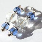 Silvered earrings with blue and transparent glass beads: "Les attrape-lumière" - Blue
