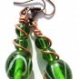 Bronze and copper earrings with green lampwork glass beads: "ZÃ©bulon menthol"