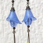 Flower earrings in bronze drop of glass and colored lucite: "Spring flowers" - Blue