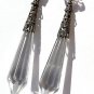 Bronze lever-back earrings with faceted crystal tassels and transparent bicones: "Les Cristallines"