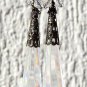 Bronze lever-back earrings with faceted crystal tassels and transparent bicones: "Les Cristallines"