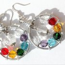 Hoop earrings with eight multicolored faceted glass beads: "Colorings"