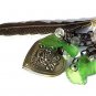 Bronze bookmark in the shape of a feather with a photo holder heart with green leaves and flowers