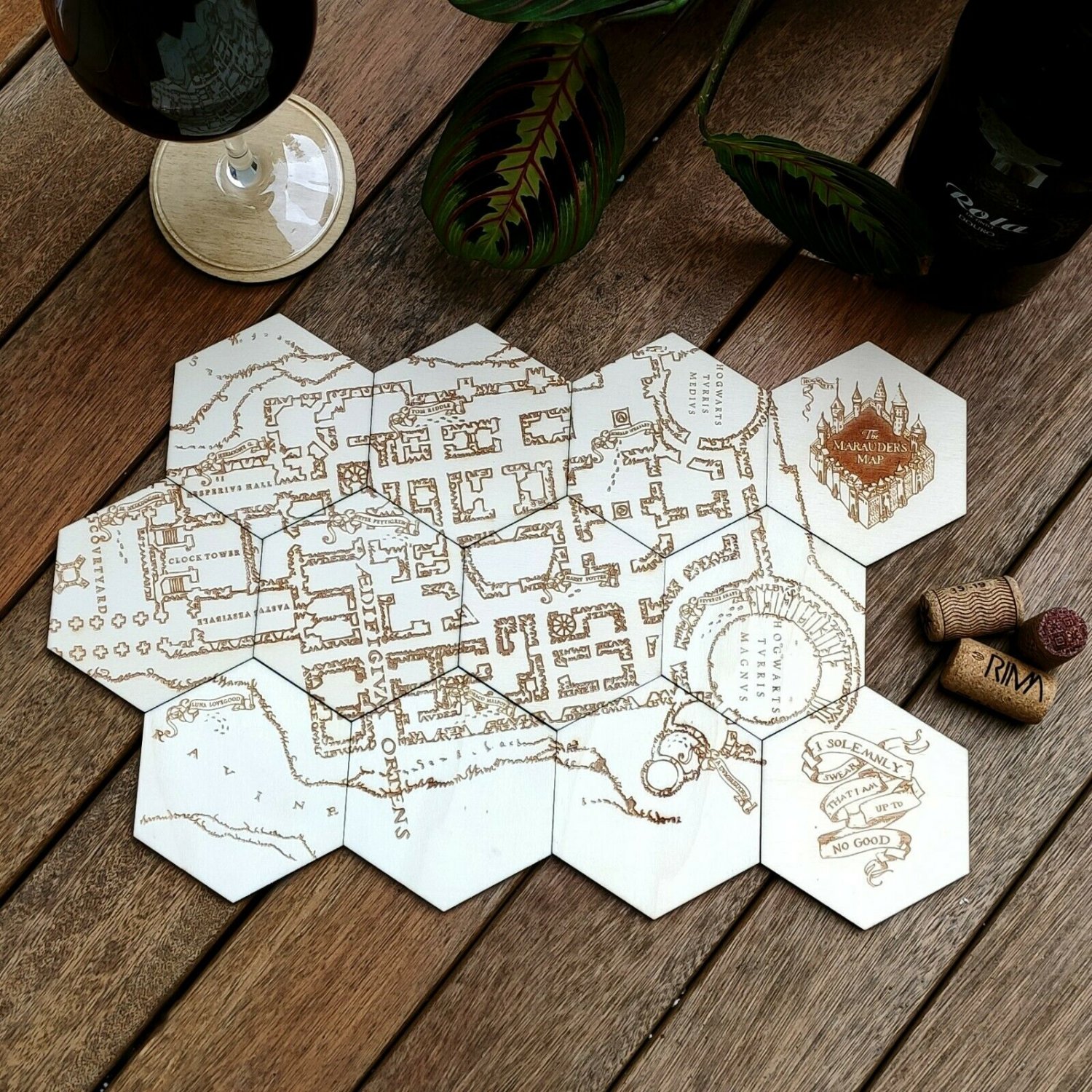 Marauder&Acirc;&acute;s Map - Set of 12 Wood Coasters - Harry Potter Coasters