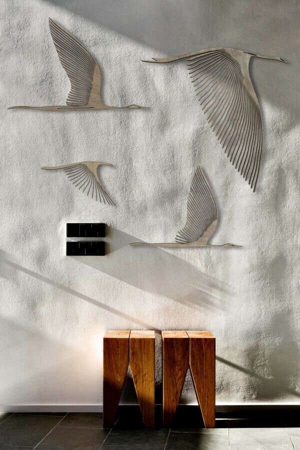 Birds Wall Art Decor - Wood - Nature Board - Modern Art - LayeredArt - Wood Bird