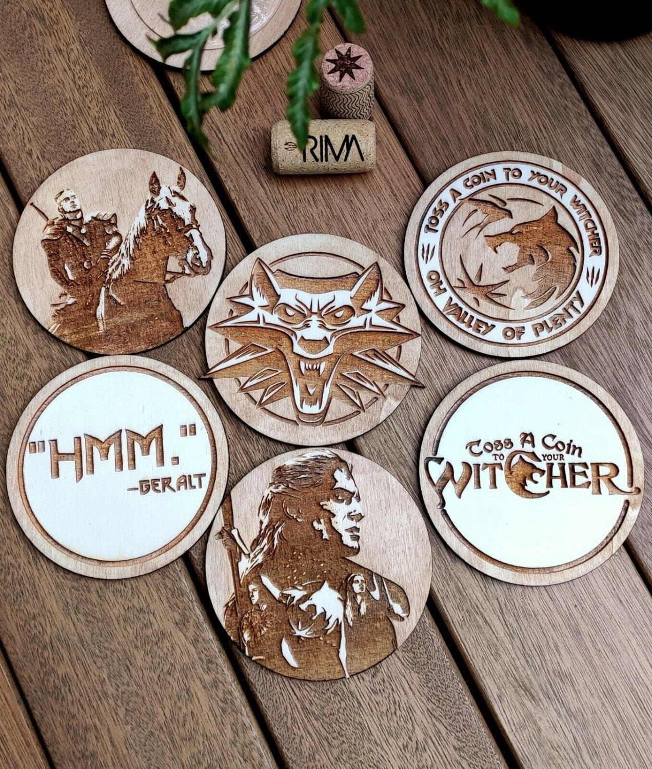 Set of 6 The Witcher Wood Coasters - Cup Holder