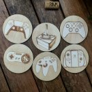 Set of 6 Controllers Wood Coasters - Cup Holder - Gamer