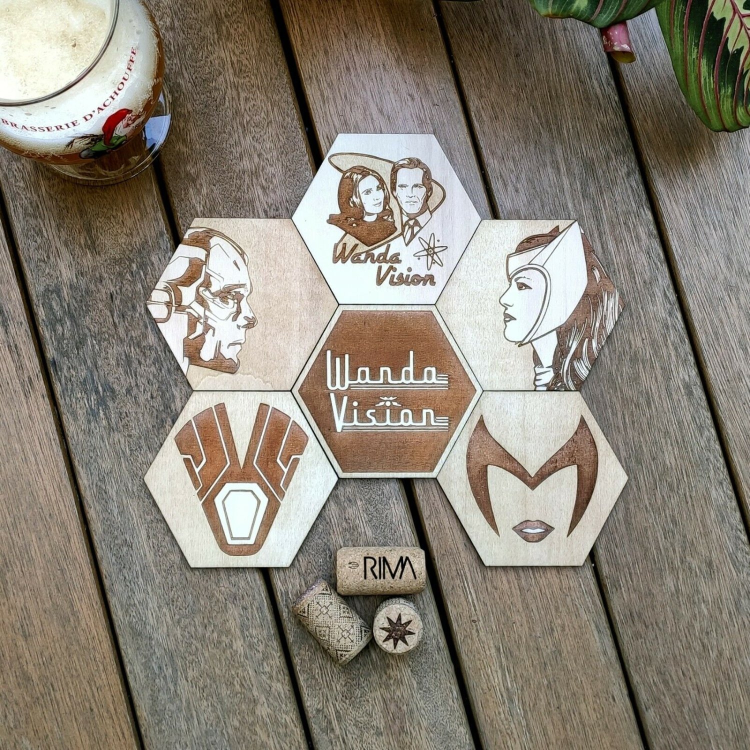 Set of 6 WandaVision Wood Coasters - Cup Holder