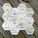 Astrological Map - Set of 12 Wood Coasters - Zodiac Signs