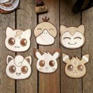 Set of 6 Pokemon Wood Coasters - Cute Pokemon Coaster - Cup Holder