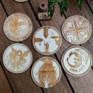 Set of 6 Game of Thrones Wood Coasters - GOT Coaster - Cup Holder