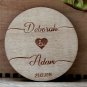 Set of 6 Custom Wedding Wood Coasters - Cup Holder