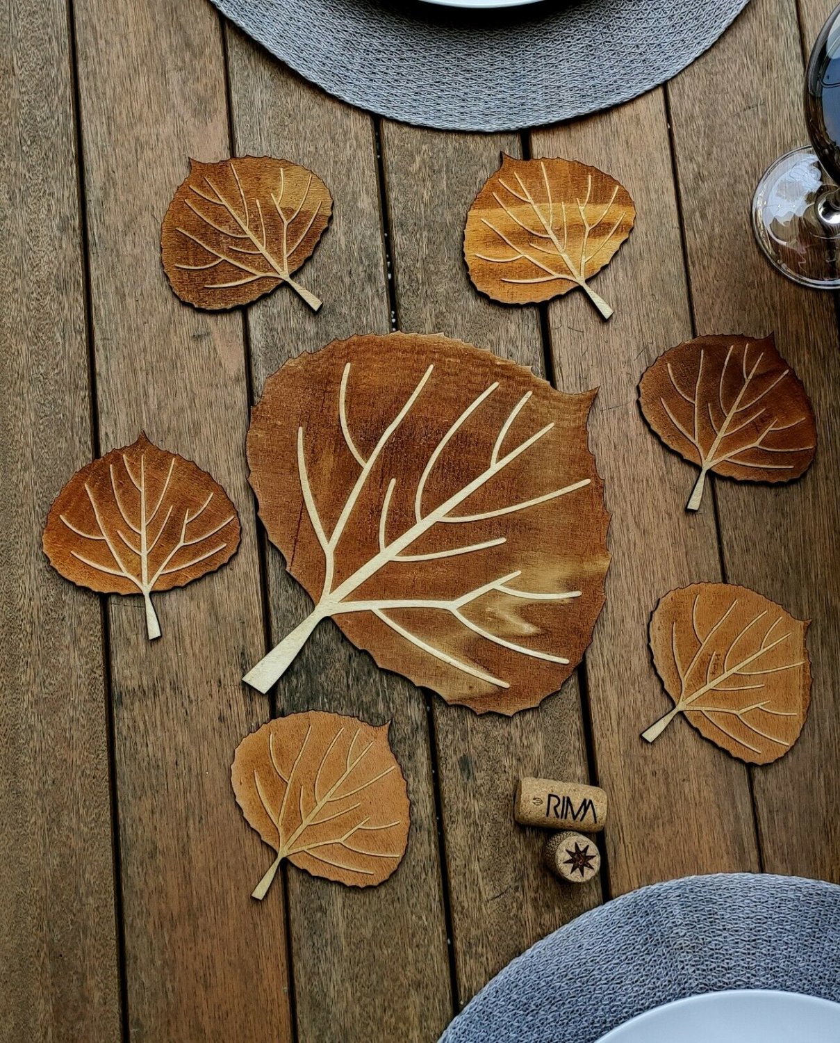Pot Base - Wood Coasters - Leaf Coaster - Nature Cup Holder - Housewarming Gift