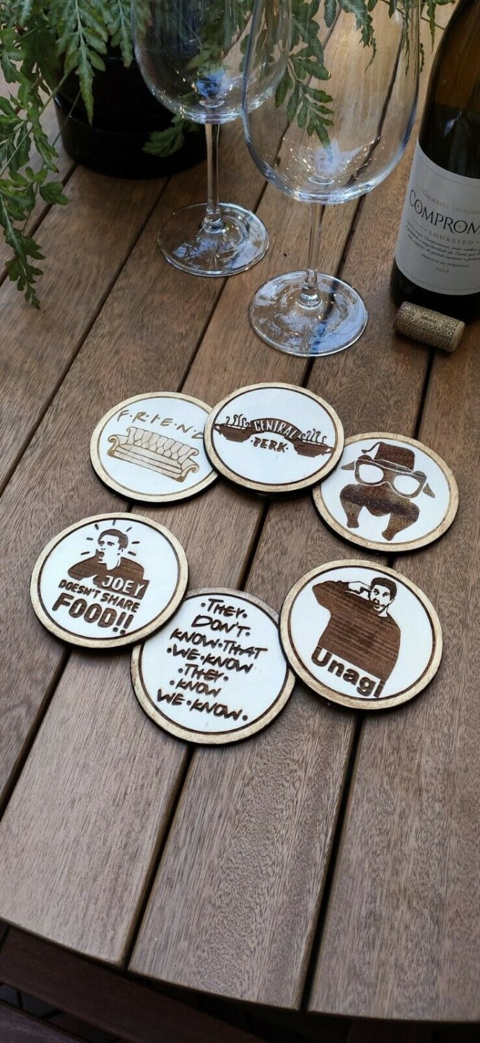 Set of 06 Friends Wood Coasters - Cup Holder