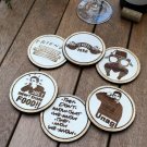 Set of 06 Friends Wood Coasters - Cup Holder