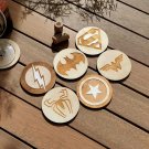 Set of 6 Super Hero Wood Coasters - Cup Holder (choose characters)