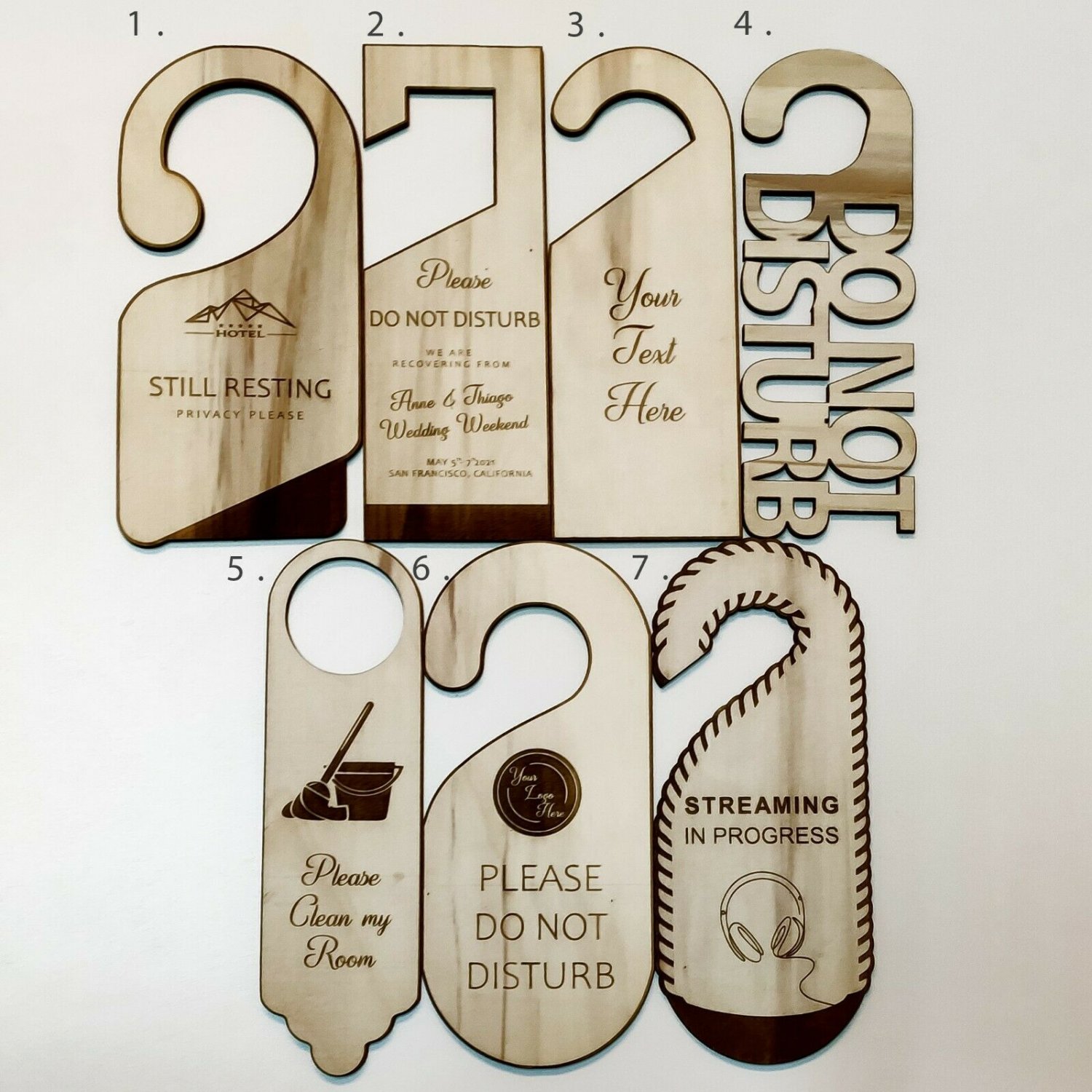 Customized Door Hanger - Front and Back - Any Logo - Any Text - Laser Cut