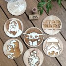 Set of 6 Star Wars Wood Coasters - Baby Yoda Coaster - Cup Holder