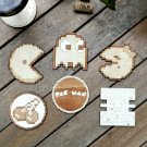 Set of 6 Pac Man Wood Coasters - Cup Holder - Pac-Man
