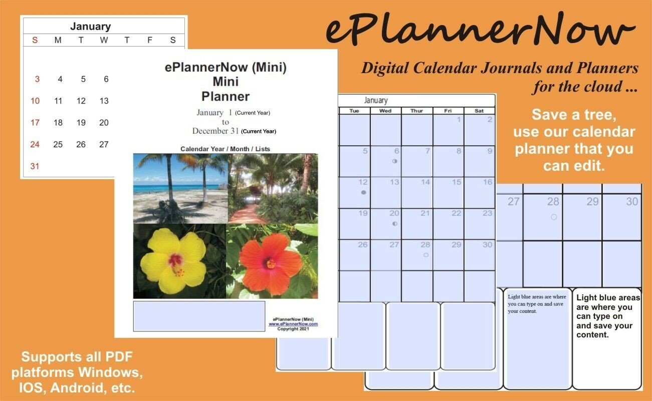 2022 ePlannerNow (Mini & Address Book)  Monthly  Calendar