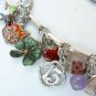Vintage Sterling and Enamel Charm Bracelet Meka Luck Coral Fetish
