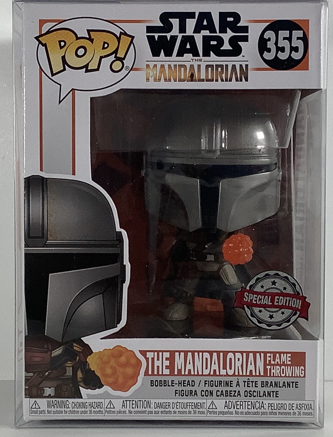 Funko Pop! Star Wars 355 The Mandalorian Flame Throwing Special Edition w/Protector